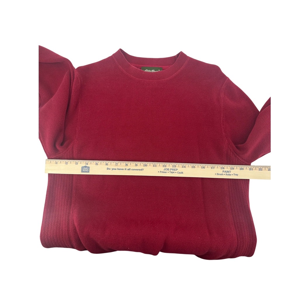 Eddie Bauer Mens Burgundy Red 100% Cotton Crewneck Sweater Size M Made in Japan - Picture 3 of 12